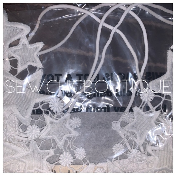 Star Shape Crochet Mesh Lace Bralette Ivory - Picture 8 of 8